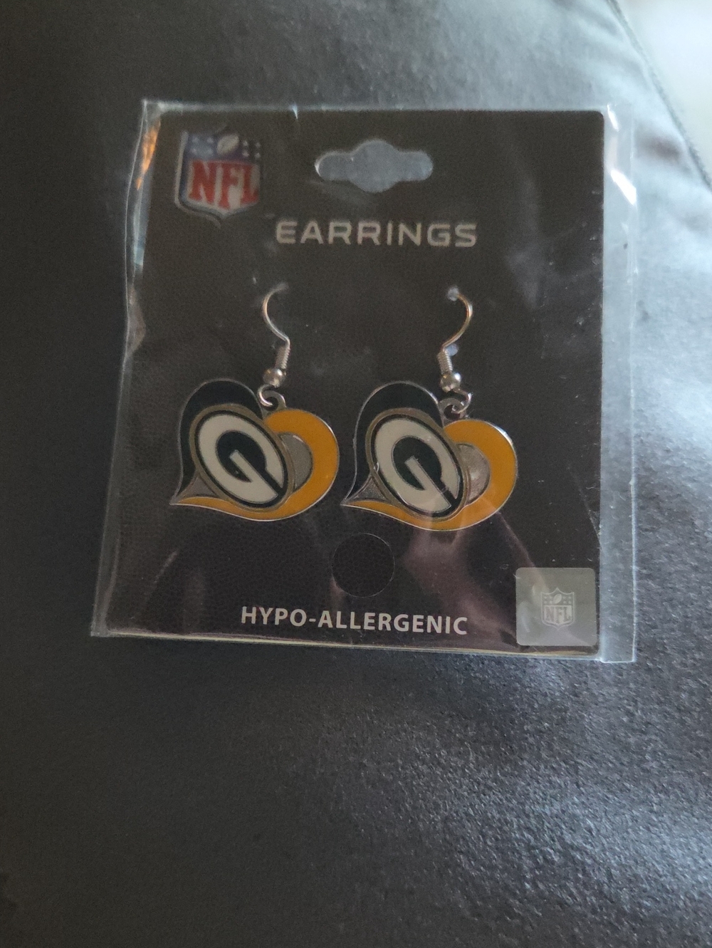 Green Bay Inspired Heart Logo Drop Earrings - Yellow & Green